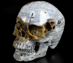 Huge 5.0" Geode fluorite Carved Crystal Skull,Super Realistic, Crystal Healing