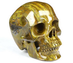 Huge 5.0" Tiger Iron Eye Carved Crystal Skull,Super Realistic, Crystal Healing