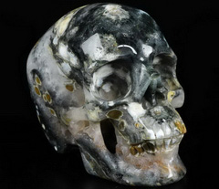 Huge 4.7" Ocean Jasper Carved Crystal Skull,Super Realistic, Crystal Healing