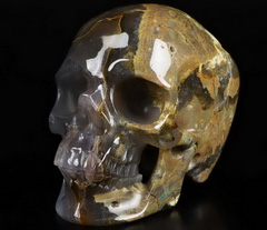Huge 5.0" Dinosaur Egg Agate Carved Crystal Skull,Super Realistic, Crystal Healing