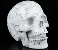 Huge 5.2" Howlite Carved Crystal Singing Skull, Crystal Healing