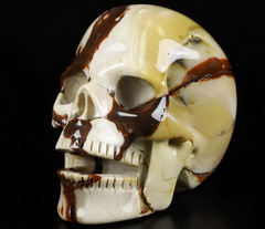 Huge 5.1" Mookaite Jasper Carved Crystal Singing Skull, Crystal Healing
