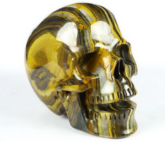 Huge 5.1" New Zebra Jasper Carved Crystal Singing Skull, Crystal Healing