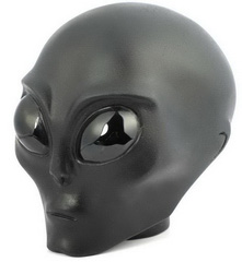 4.1" Forsted Black Obsidian Male Alien Crystal Skull Companion Stone Statue