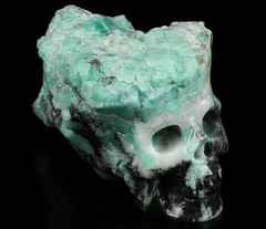 2.8" Emerald Carved Crystal Skull, Crystal Healing