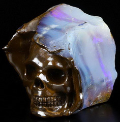 1.5" Matrix Opal Carved Crystal Skull, Crystal Healing