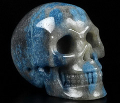 LONG AWAITED NEW STONE, 2.0" K2 Azurite Granite Carved Crystal Skull