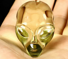 1.7" Citrine Star Being Female Alien Crystal Skull Companion,Reiki Healing Stone Statue