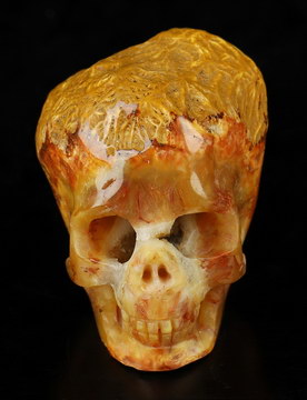Geode 1.1" Inner Mongolia Desert Agate Carved Crystal Skull, Realistic, Crystal Healing