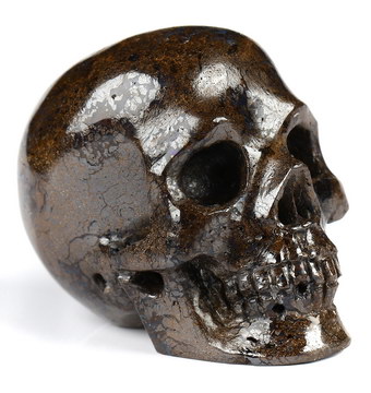 Gemstone 1.6" Matrix Opal Carved Crystal Skull, Realistic, Crystal Healing