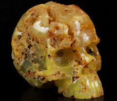 Huge 3.9" Agate Carved Crystal Skull, Realistic, Crystal Healing
