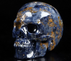 Gemstone 1.9" Sapphire Corundum Carved Crystal Skull, Realistic, Crystal Healing