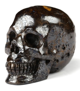 Gemstone 1.6" Matrix Opal Carved Crystal Skull, Realistic, Crystal Healing
