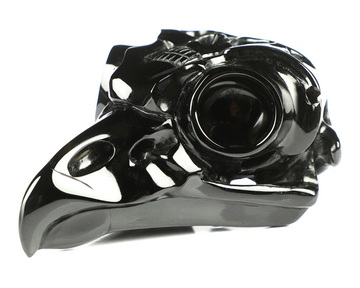 Double Skull, 3.1" Black Obsidian Carved Crystal Owl Skull, Crystal Healing