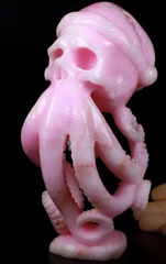 Christmas 7.6" Pink Aragonite Carved Crystal Skull, Crystal Healing