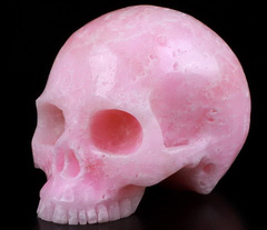 Huge 5.0" Pink Aragonite Carved Crystal Skull, Realistic, Crystal Healing
