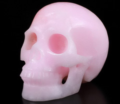 Huge 5.0" Pink Aragonite Carved Crystal Skull, Realistic, Crystal Healing