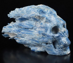 Mineral Specimen Giant 5.9" Kyanite Carved Crystal Skull, Crystal Healing