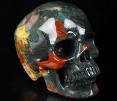 Huge 5.1" African Bloodstone Carved Crystal Skull,Super Realistic, Crystal Healing