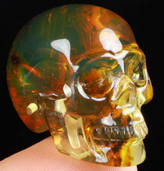 Gemstone 1.1" Baltic Amber Carved Crystal Skull, Realistic, Crystal Healing
