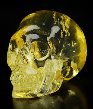 Gemstone 0.9" Baltic Amber Carved Crystal Skull, Realistic, Crystal Healing