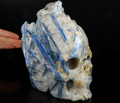 Mineral Specimen Giant 7.6" Kyanite Carved Crystal Skull, Crystal Healing