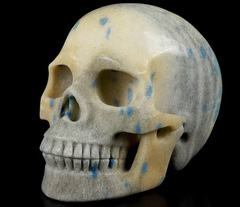 5.1" K2 Azurite Granite Carved Crystal Skull, Realistic, Crystal Healing