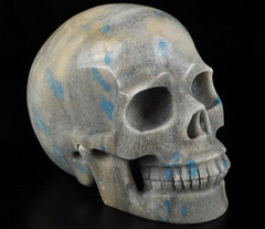 5.0" K2 Azurite Granite Carved Crystal Skull, Realistic, Crystal Healing