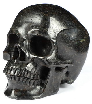 Huge 5.1" Russian Arfvedsonite Carved Crystal Skull, Realistic, Crystal Healing