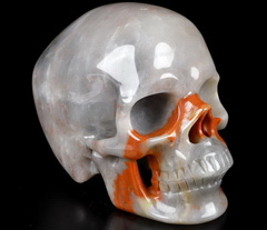 Huge 5.0" Three Colorful Agate Carved Crystal Skull,Super Realistic, Crystal Healing