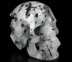 5.1" Black Tourmaline Carved Crystal Skull,Super Realistic, Crystal Healing