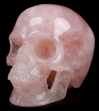 Lifesized 6.1" Rose Quartz Carved Crystal Skull,Super Realistic, Crystal Healing