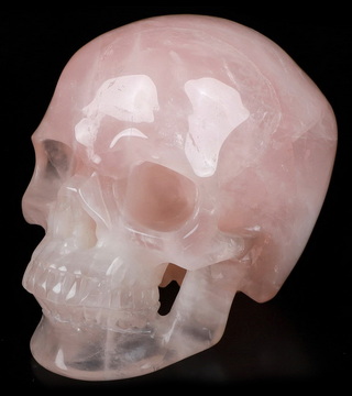 6.1" Rose Quartz Carved Crystal Skull,Super Realistic, Crystal Healing
