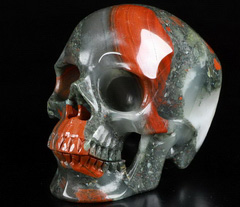 Huge 5.0" African Bloodstone Carved Crystal Skull,Super Realistic, Crystal Healing