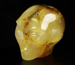 Gemstone 1.1" Baltic Amber Carved Crystal Alien Skull, Crystal Healing