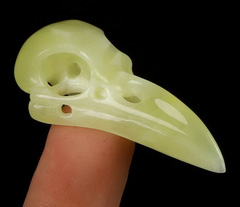 GEMSTONE 1.7" Baltic Amber Carved Crystal Raven Skull, Crystal Healing
