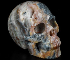 Geode Huge 4.8" Indonesian Agate Carved Crystal Skull, Realistic, Crystal Healing