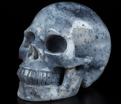 5.1" Flower Agate Carved Crystal Skull, Realistic, Crystal Healing