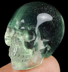 GEMSTONE 0.9" Green Quartz Rock Carved Crystal Skull, Realistic