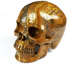 Huge 5.1" Tiger Iron Eye Carved Crystal Skull,Super Realistic, Crystal Healing