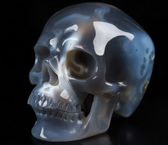 Huge 5.0" Agate Carved Crystal Skull,Super Realistic, Crystal Healing
