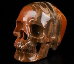 Huge 5.1" Red Jasper Carved Crystal Skull,Super Realistic, Crystal Healing