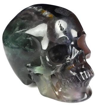 Huge 5.1" Fluorite Carved Crystal Skull,Super Realistic, Crystal Healing