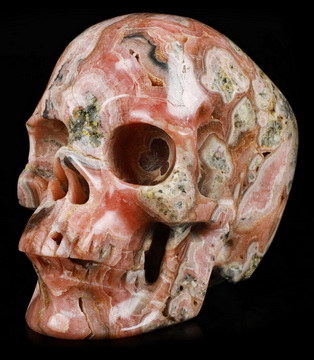 Gemstone Huge 5.0" Rhodochrosite Carved Crystal Skull,Super Realistic, Crystal Healing