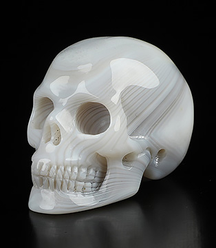 1.8" Banded Agate Hand Carved Crystal Skull, Realistic, Crystal Healing