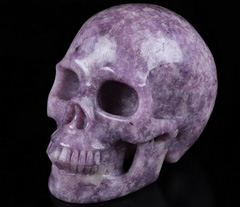Huge 5.0" Lepidolite Carved Crystal Skull, Realistic, Crystal Healing