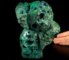 GEMSTONE 6.9" Azurite& malachite Carved Crystal Skull, Crystal Healing