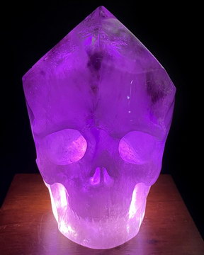 Gemstone 6.0" Amethyst Carved Crystal Skull, Crystal Healing