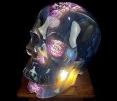 7.5" Agate Amethyst Geode Carved Crystal Skull,Super Realistic, Crystal Healing