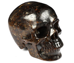 Huge 5.1" Korea Garnet Carved Crystal Skull,Super Realistic, Crystal Healing